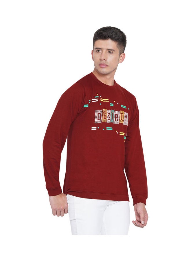 لورين سميث كنزة فضفاضة جرافيك أحمر داكن - Image 3