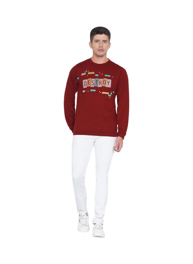 لورين سميث كنزة فضفاضة جرافيك أحمر داكن - Image 5