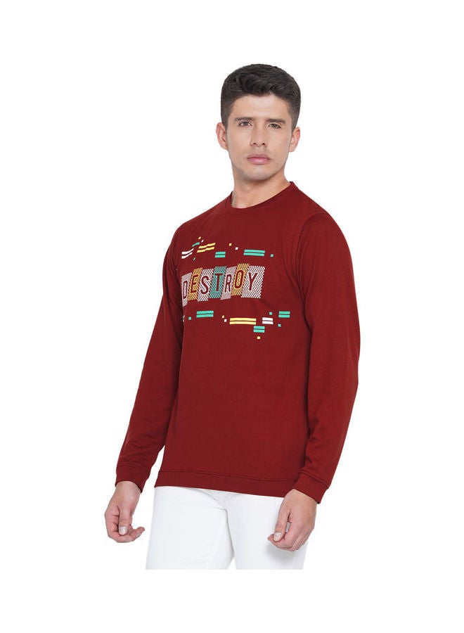 لورين سميث كنزة فضفاضة جرافيك أحمر داكن - Image 4