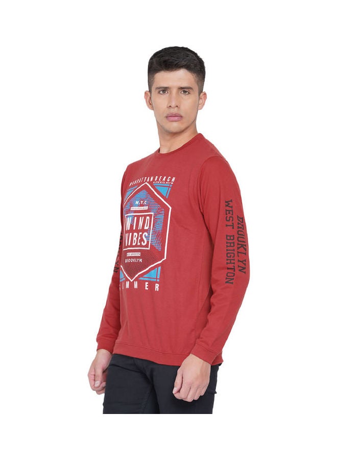 لورين سميث كنزة فضفاضة جرافيك خمري - Image 4