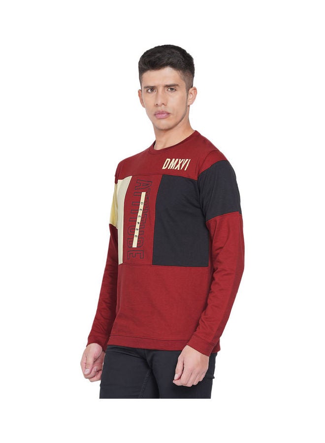 لورين سميث كنزة فضفاضة جرافيك مارون/ أوف وايت/ أسود - Image 4