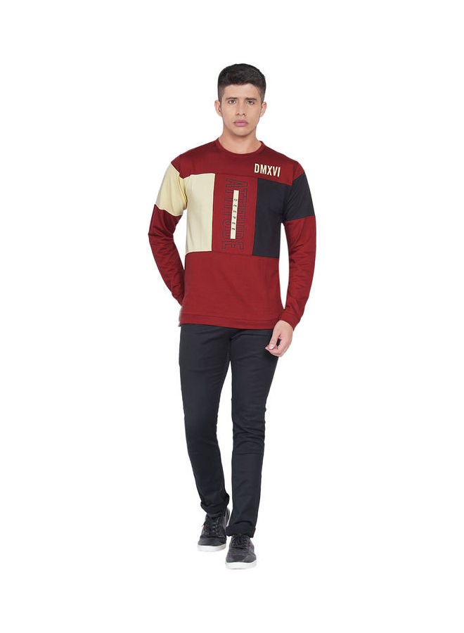 لورين سميث كنزة فضفاضة جرافيك مارون/ أوف وايت/ أسود - Image 5