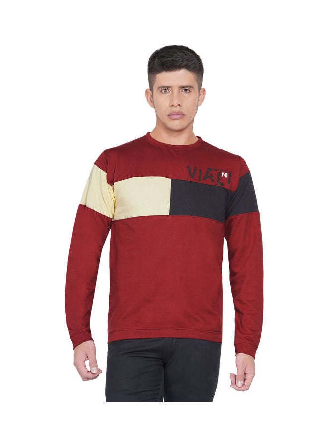 لورين سميث كنزة فضفاضة جرافيك مارون/ أوف وايت/ أسود - Image 1