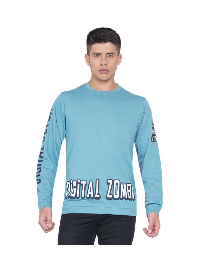 LAUREN Smith Graphic Printed Sweatshirt Light Teal - Image 1