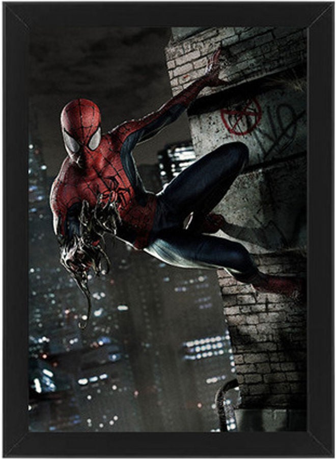 MEC - Spiderman Abstract Wall Art Poster Frame Black 21x30cm - Image 1
