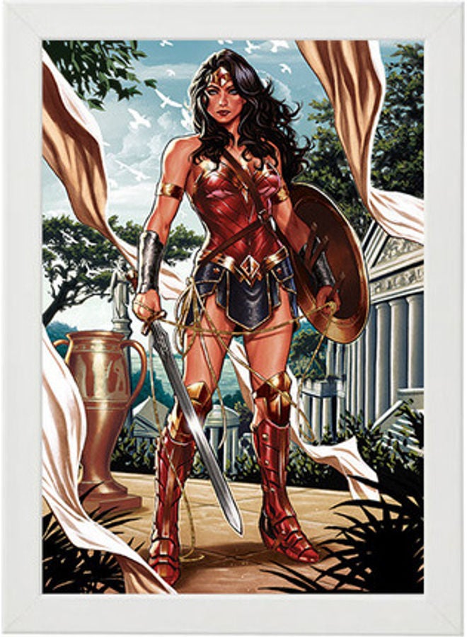 إم إي سي لوحة فنية بإطار ورسمة شخصية وندر وومان أبيض 21x30سم - Image 1