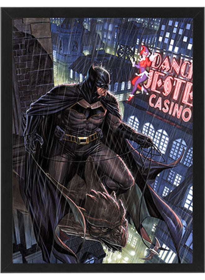 إم إي سي ملصق فني بإطار برسمة شخصية باتمان أسود 30x40سم - Image 1