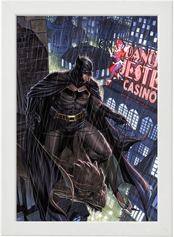 MEC Batman Illustration Wall Art Frame Poster White 21x30cm - Image 1