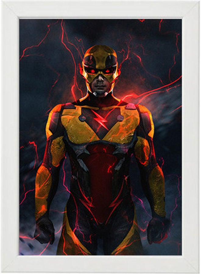 إم إي سي لوحة فنية بإطار بتصميم رسمة لشخصية فلاش من فيلم "Justice League" أبيض 21x30سم - Image 1