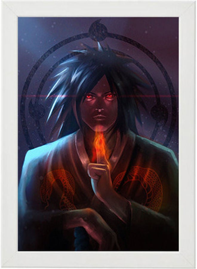 إم إي سي لوحة فنية بإطار ورسمة شخصية مادارا يوشيها من مسلسل "Naruto" أبيض 21x30سم - Image 1