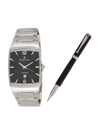 Men's Analog Rectangle Wrist Watch And Pen Set M1323RPV1050WB - v1635173328/N51494801A_2