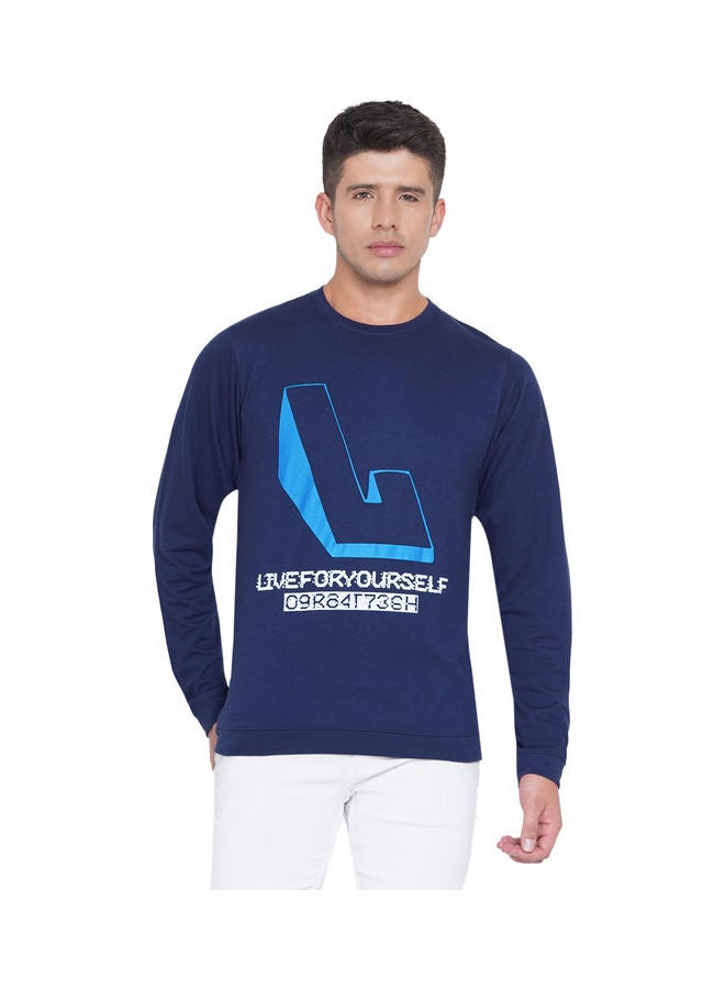 لورين سميث كنزة فضفاضة جرافيك كحلي - Image 1