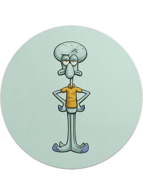 Sad Spongebob Squidward Face School Circle Shape Mouse Pad Multicolour