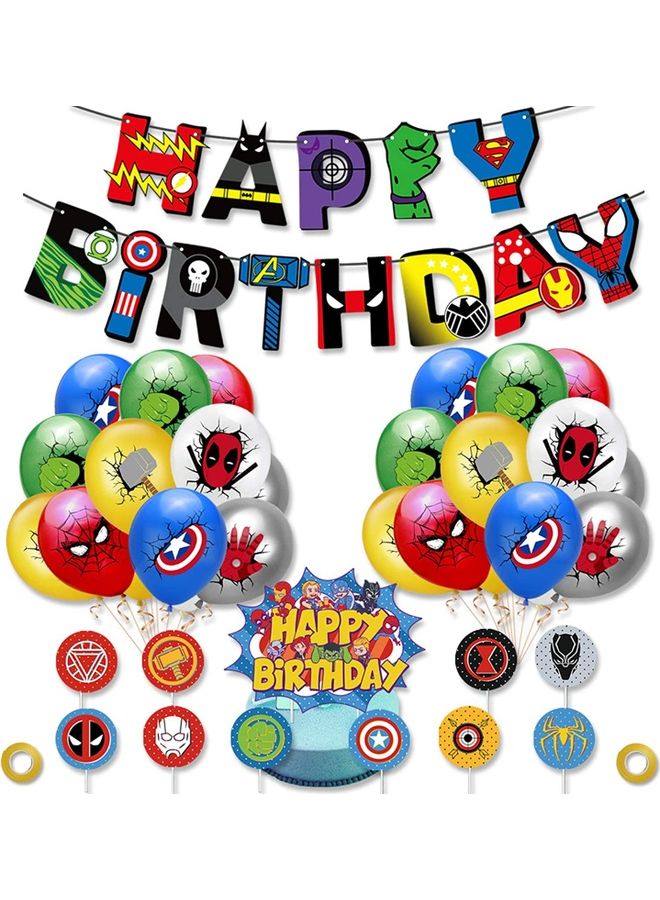 مس تيارا 38 قطعة من زينة حفلات أعياد الميلاد بنمط الأبطال الخارقين - Image 1