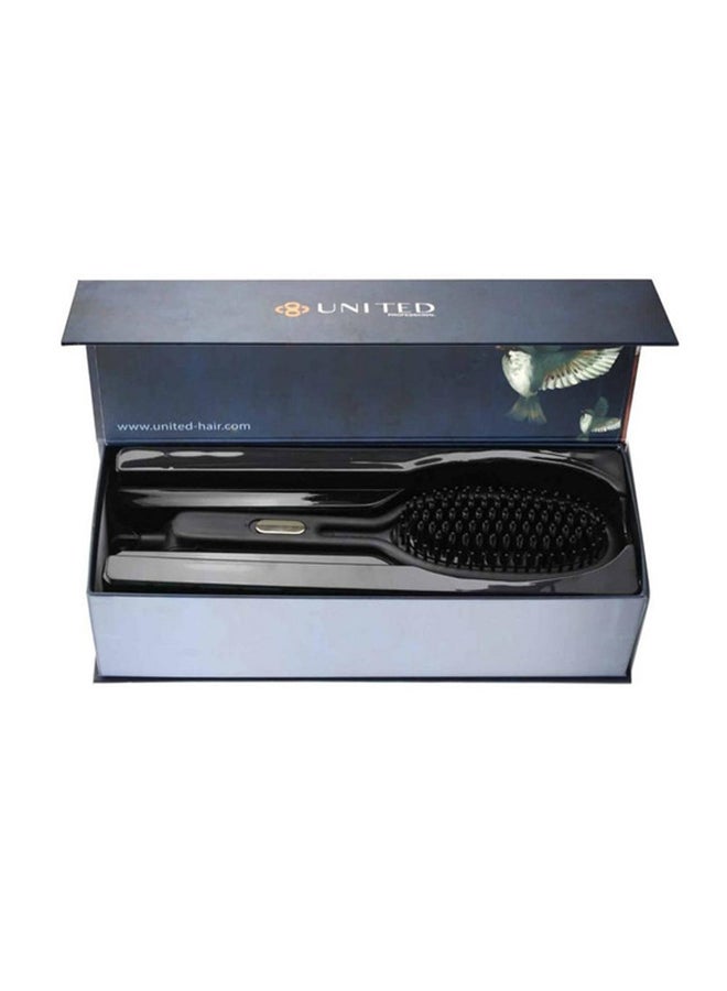 United Hair Straightening Brush With Ion Function And Ceramic Coating Black/Gold 350grams - Image 3
