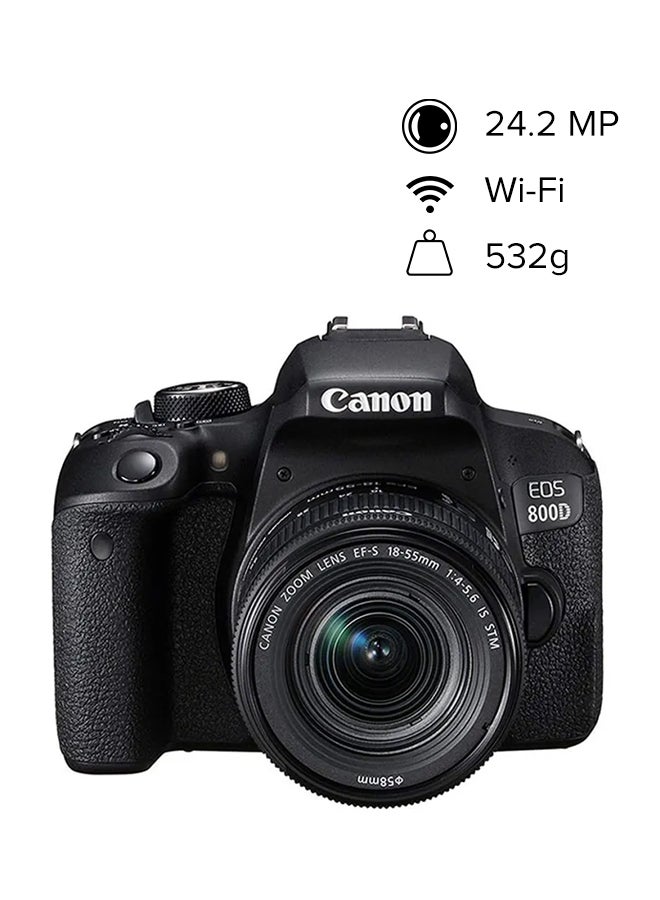 كاميرا EOS 800D بعدسة EF-S ببعد بؤري 18-55 مم وفتحة عدسة f/4-5.6 مع ميزة IS ومجموعة تقنية المحرك الخطوي ودقة 24.2 ميجابكسل - v1635188545/N13210436A_3