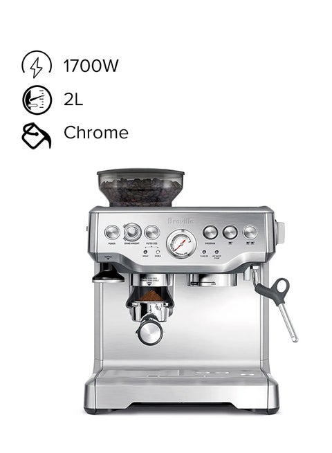 ماكينة تحضير قهوة الإسبرسو للباريستا 2 L 1700 W BES870 كروم