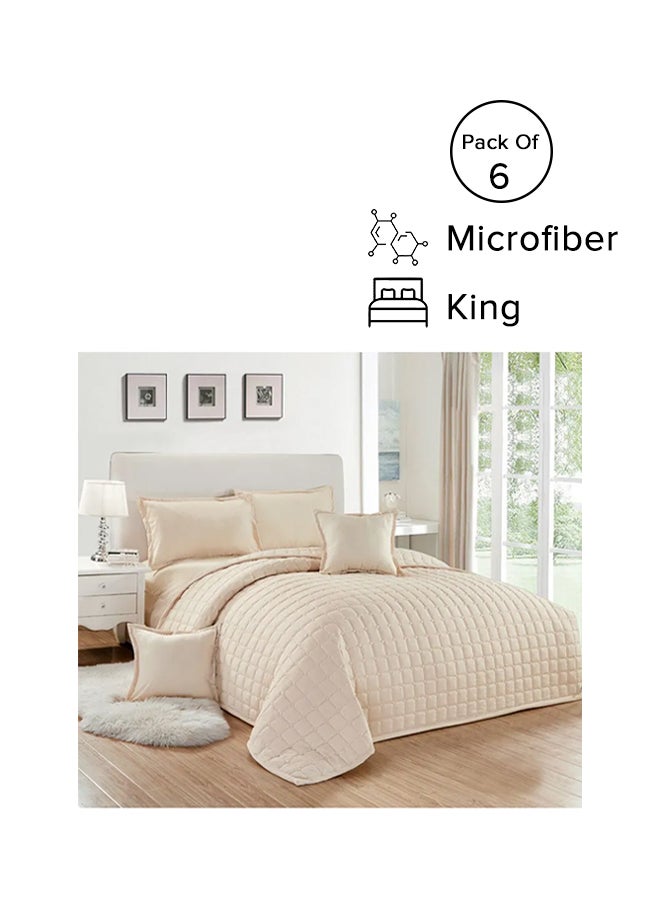 Moon 6-Piece Compressed Comforter Set King Size Microfiber Cream 220x240cm 