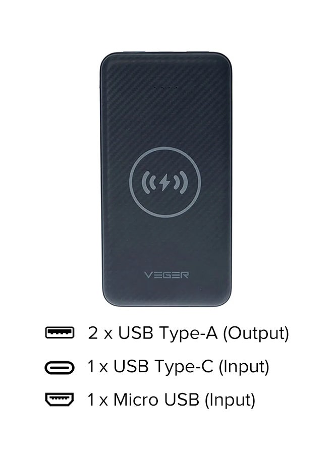 VEGER 20000 mAh Wireless Charger Power Bank 1027 watt Black  - Image 2