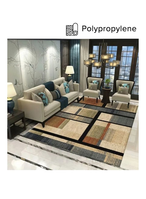 Warm Luxurious Modern Printed Rectangular Anti-Slip Carpet Polypropylene Multicolour 140x200cm