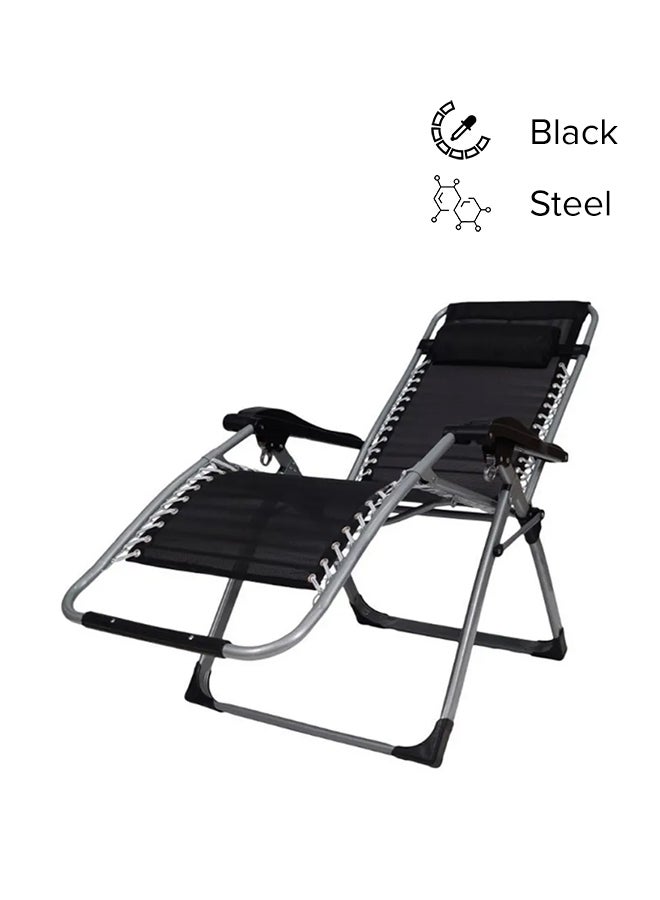 BJM Foldable Adjustable Reclining Chair Black 177cm  - Image 1