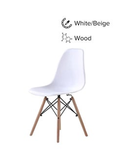 LW Wooden Office Chair White/Beige 46x81x40cm 