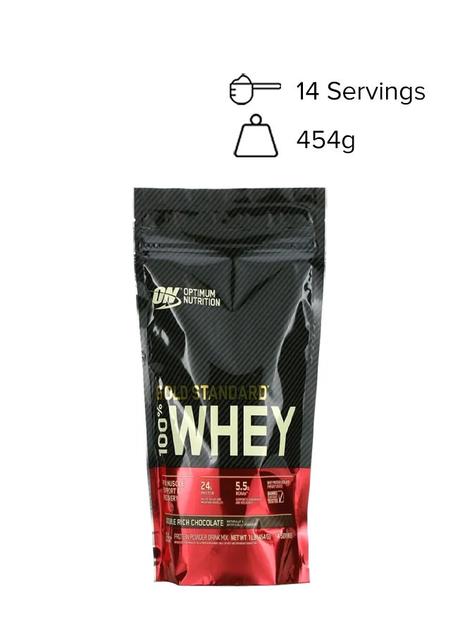 Optimum Nutrition Gold Standard 100 Percent Whey Protein Powder Drink Mix - Double Rich Chocolate - 454 Gram  - Image 1