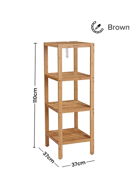 4-Tier Bamboo Shelf Storage Rack Brown 37x37x110centimeter
