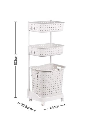 3-Tier Laundry Basket With Wheels White 42x34x45.5cm - v1635188630/N39321210A_1