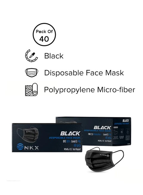 40-Piece Disposable 3 Ply Face Mask