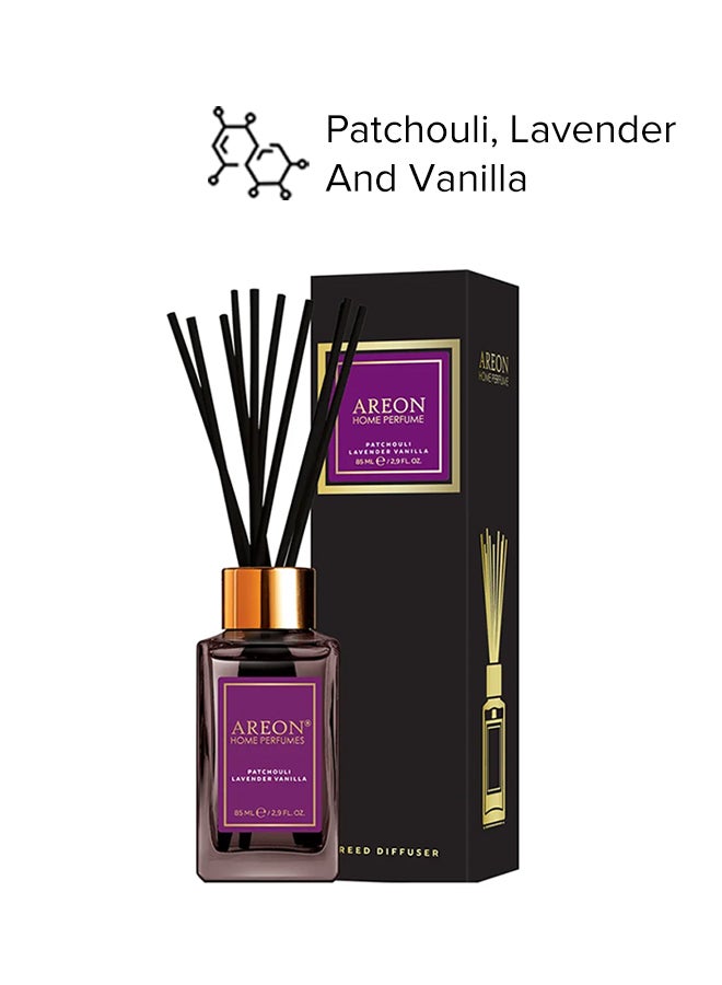 Home Perfume Reed Diffuser - Patchouli, Lavender And Vanilla Black 85ml 