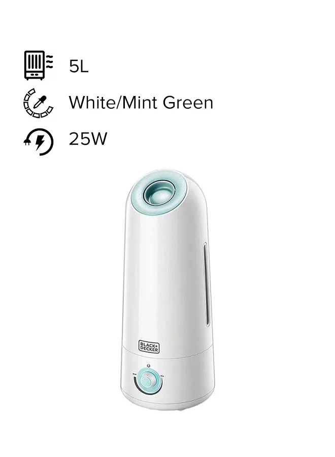 BLACK+DECKER Ultrasonic Air Humidifier, Covers 430 sqft, Adjustable Mist, Auto Shutoff, Water Level Indicator, Aroma Tray for Oils - HM5000-B5 White/Mint Green