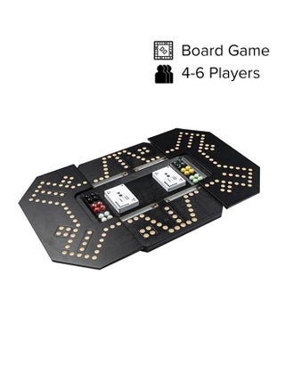 4/6 Player Board Game With Extendable Black Leather,  40 X 40 X 2.6 cm - v1635188657/N43060052A_1