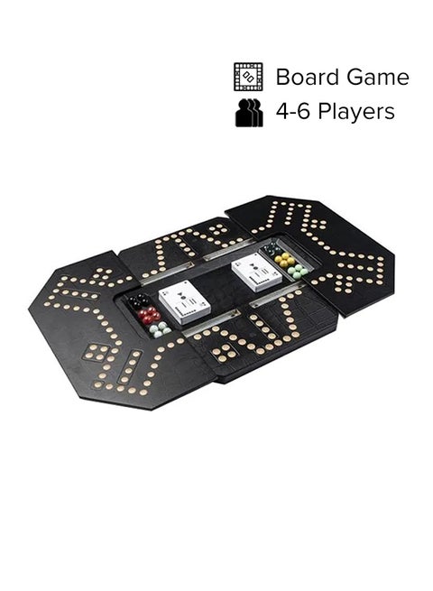 4/6 Player Board Game With Extendable Black Leather,  40 X 40 X 2.6 cm