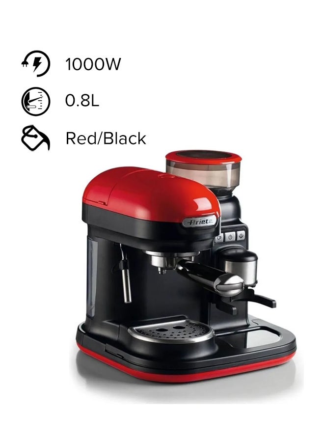 أريتي ماكينة موديرنا لتحضير قهوة اسبريسو طراز 1318 0.8 L 1000 W ART1318 أحمر وأسود - Image 1