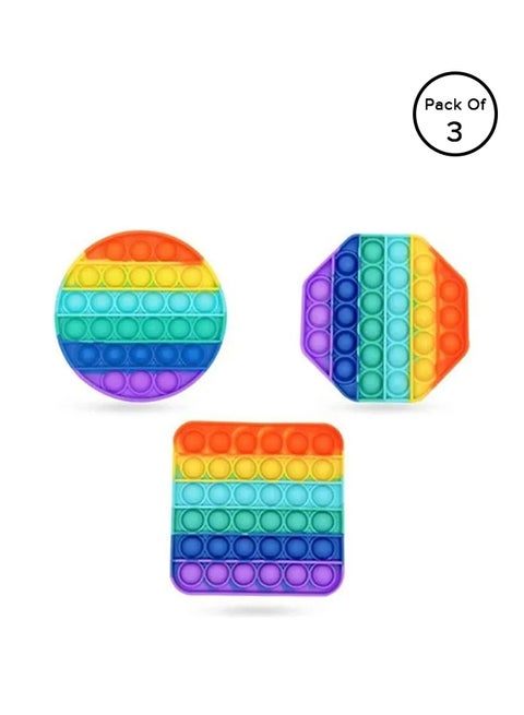 3-Piece Simple Dimple Push Pop Bubble Sensory Stress Relief Fidget Squishy Toy Set ‎12 x 12 x 1.5cm