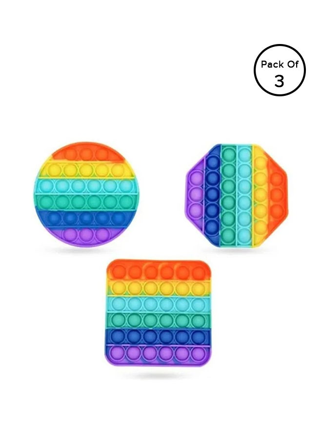 XiuWoo - 3-Piece Simple Dimple Push Pop Bubble Sensory Stress Relief Fidget Squishy Toy Set ‎12 x 12 x 1.5cm - Image 1