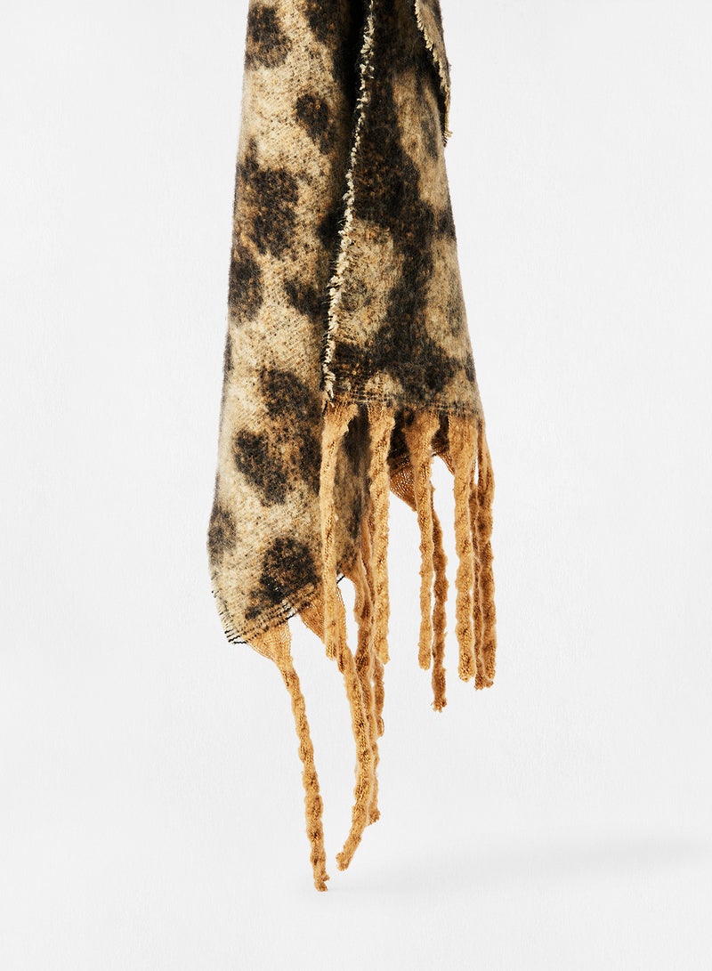 ONLY Animal Print Scarf Brown - Image 2