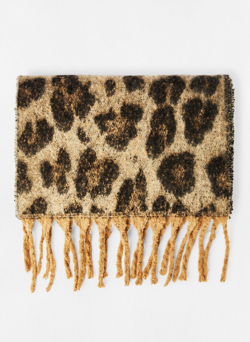 ONLY Animal Print Scarf Brown - Image 3