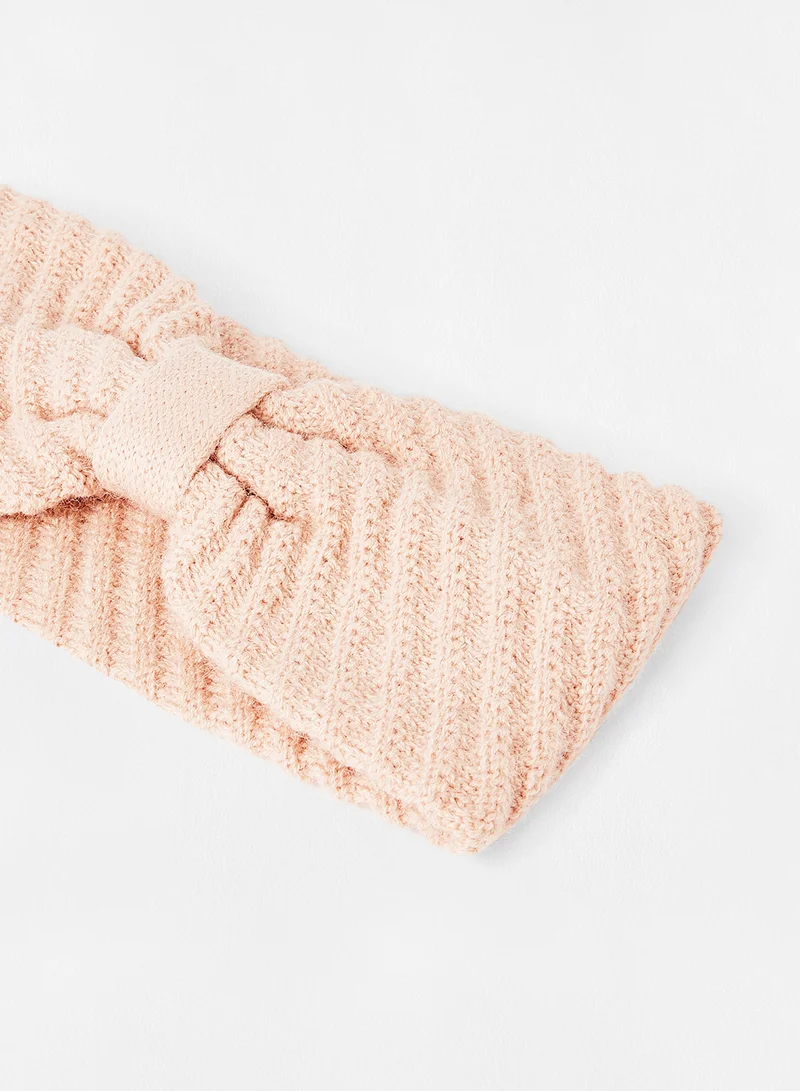 ONLY Knitted Bow Headband Pink