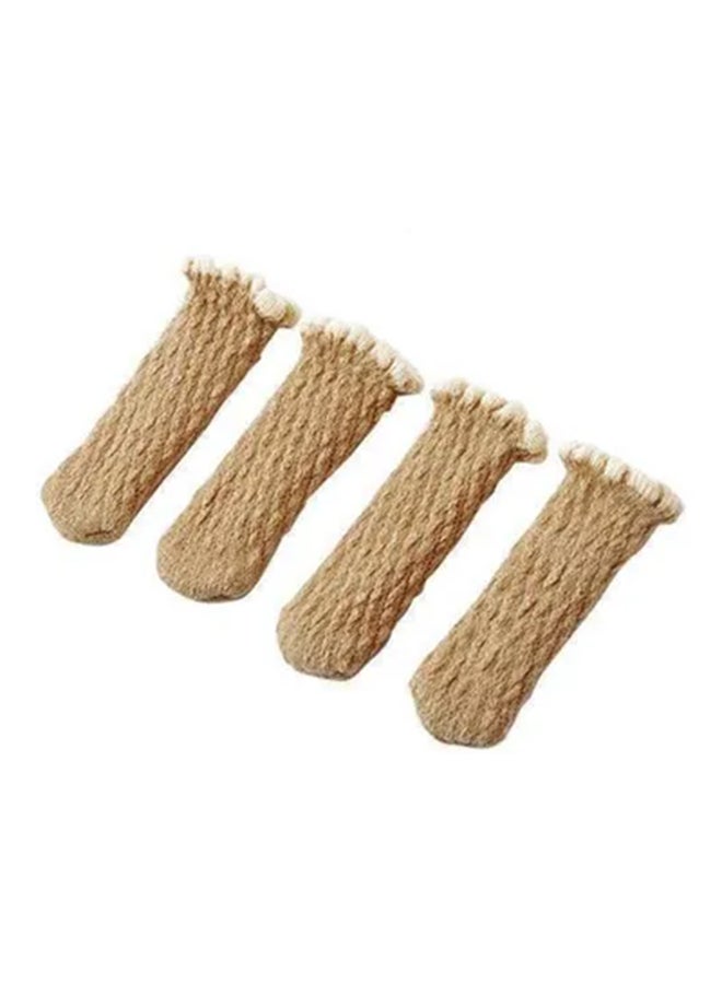 4-Piece Thick Non-Slip Wear-Resistant Chair Foot Cover Beige 11x3.5cm - Image 1