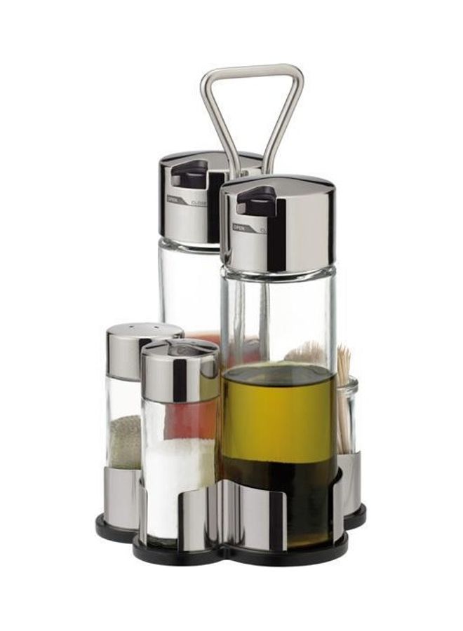 tescoma Oil, Vinegar, Salt, Pepper Toothpick Set Transparent/Silver 21x12x12cm - Image 1