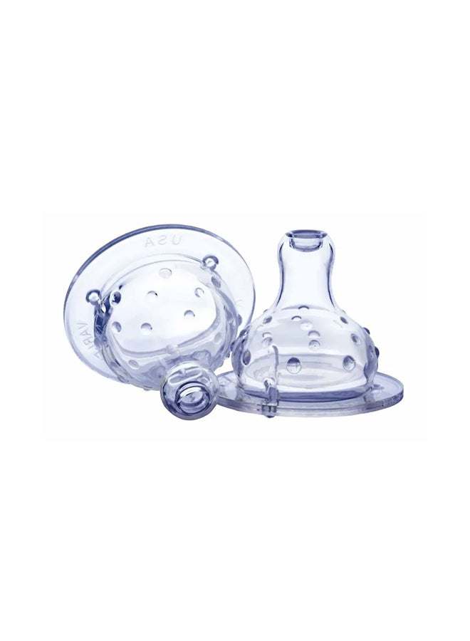 Nuby Non-Drip Anti-Colic Variable-Flow Nipple for Wide Neck Bottle, Pack of 2 - Clear  - Image 1