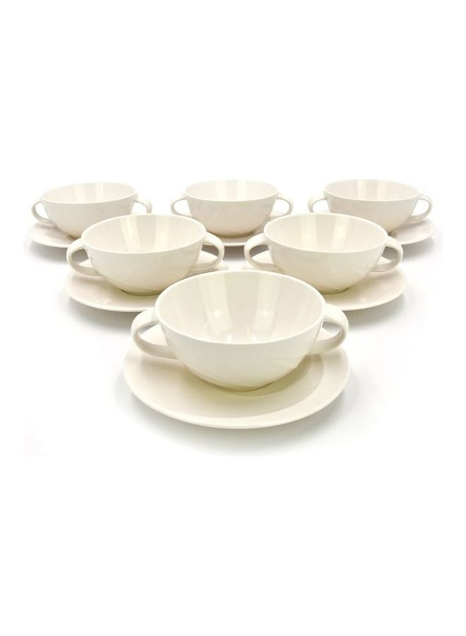 كوالتيير طقم أكواب حساء مع صحون مكون من 12 قطعة أبيض 37x25x12.5سم - Image 1