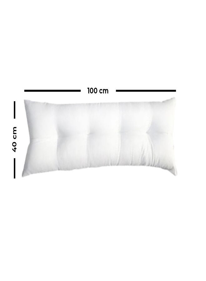 snooze Long Loose Fiber Filling Medium Pillow 1000 GSM Cotton White 40x100cm - Image 1