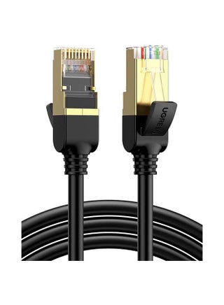 Ethernet Cable 1M Cat7 Network Round Cord 10 Gigabit RJ45 Lan 28AWG Internet 600Mhz Wire Shielded Compatible for PC Laptop Router Modem Mac Switch PS5 PS4 Smart TV Black - v1635233972/N29357193A_1