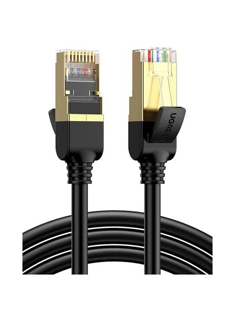 Ethernet Cable 1M Cat7 Network Round Cord 10 Gigabit RJ45 Lan 28AWG Internet 600Mhz Wire Shielded Compatible for PC Laptop Router Modem Mac Switch PS5 PS4 Smart TV Black