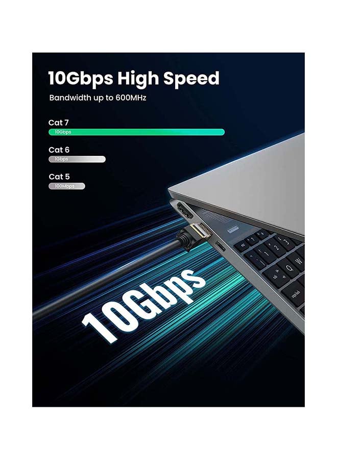 Ethernet Cable 1M Cat7 Network Round Cord 10 Gigabit RJ45 Lan 28AWG Internet 600Mhz Wire Shielded Compatible for PC Laptop Router Modem Mac Switch PS5 PS4 Smart TV Black