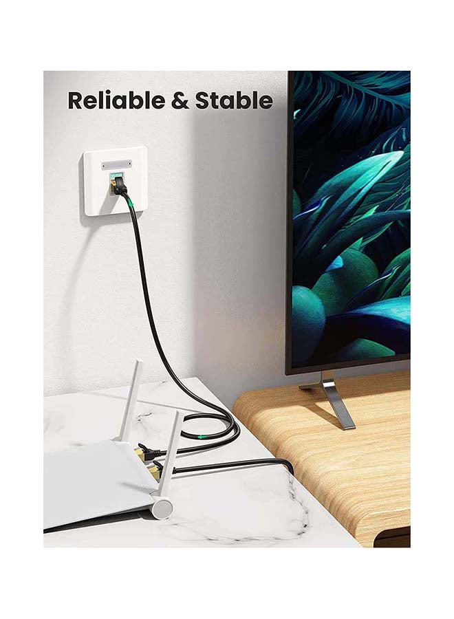 Ethernet Cable 1M Cat7 Network Round Cord 10 Gigabit RJ45 Lan 28AWG Internet 600Mhz Wire Shielded Compatible for PC Laptop Router Modem Mac Switch PS5 PS4 Smart TV Black