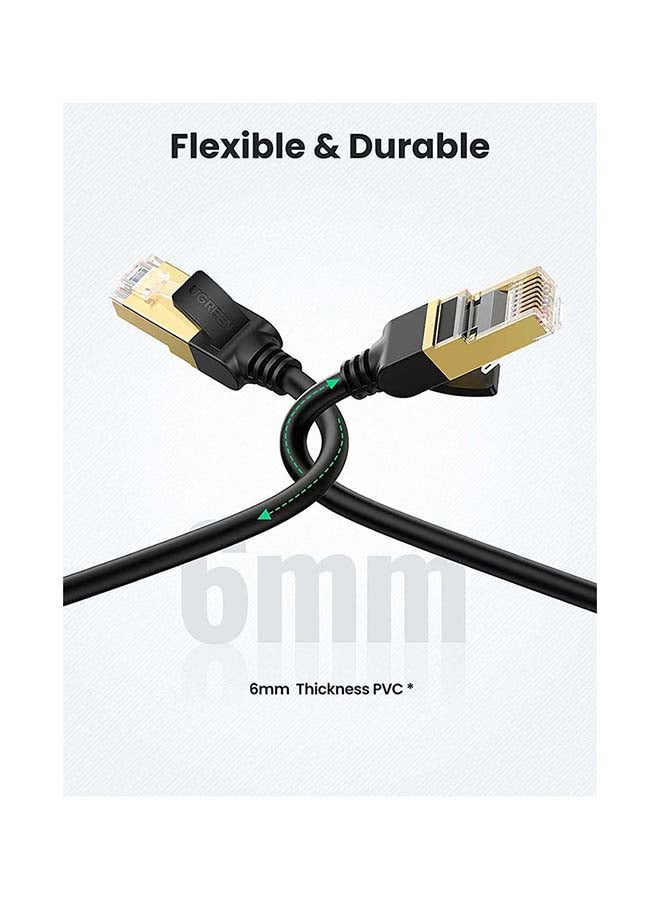 Ethernet Cable 1M Cat7 Network Round Cord 10 Gigabit RJ45 Lan 28AWG Internet 600Mhz Wire Shielded Compatible for PC Laptop Router Modem Mac Switch PS5 PS4 Smart TV Black